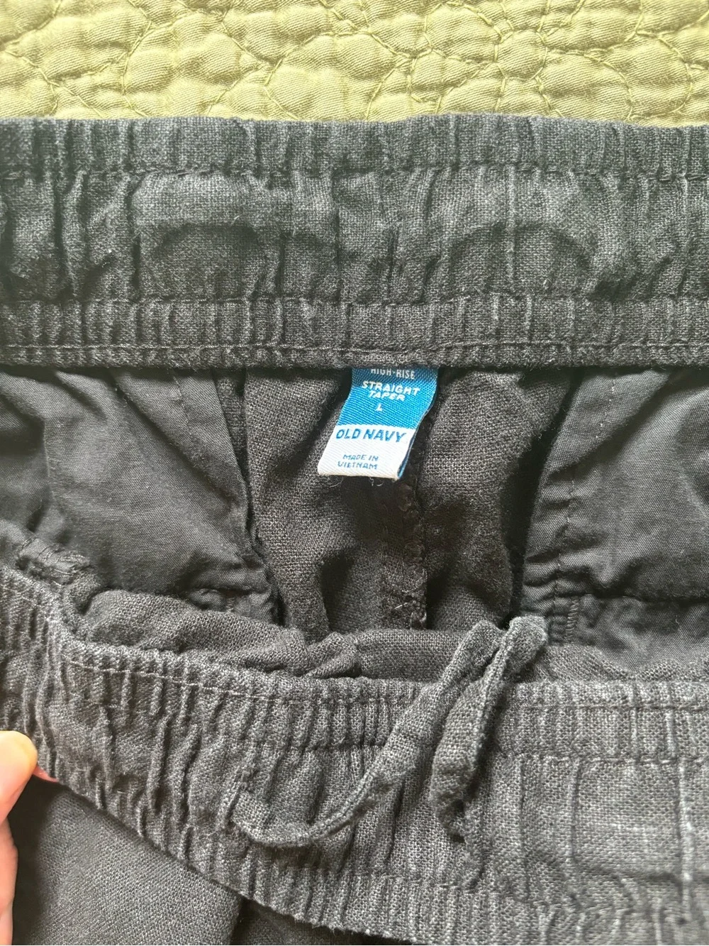 Old Navy Black High-Rise Straight Taper Linen Blend Pants L - Picture 5 of 12